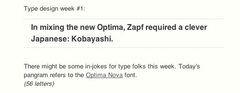 Akira Zapf Optima pangram