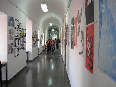 hallway with exhibits