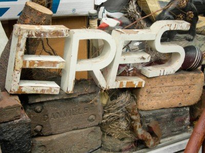 Retired sign letters in a new context