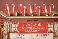19th C. Almanac with letters seemingly standing upright and perpendicular to the page