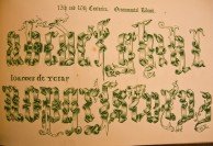You think Ed Ruscha invented dimensional lettering from ribbons? Here is a beautiful medieval example