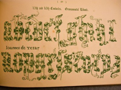 You think Ed Ruscha invented dimensional lettering from ribbons? Here is a beautiful medieval example