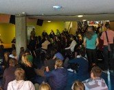 Chip Kidd giving a Q & A to a packed room at TYPO Berlin