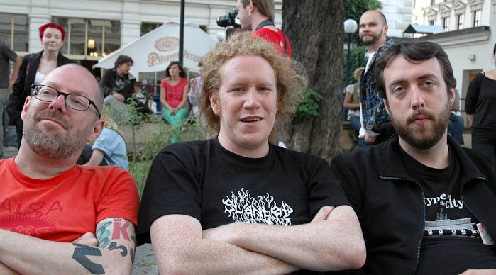 Dan, Dan, & Florian trying to look bored by Rick Poynor